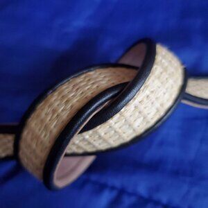 EUC Talbot Wm 30-35" Belt Woven in Leather Black & Tan Wheat Reinforced Classic